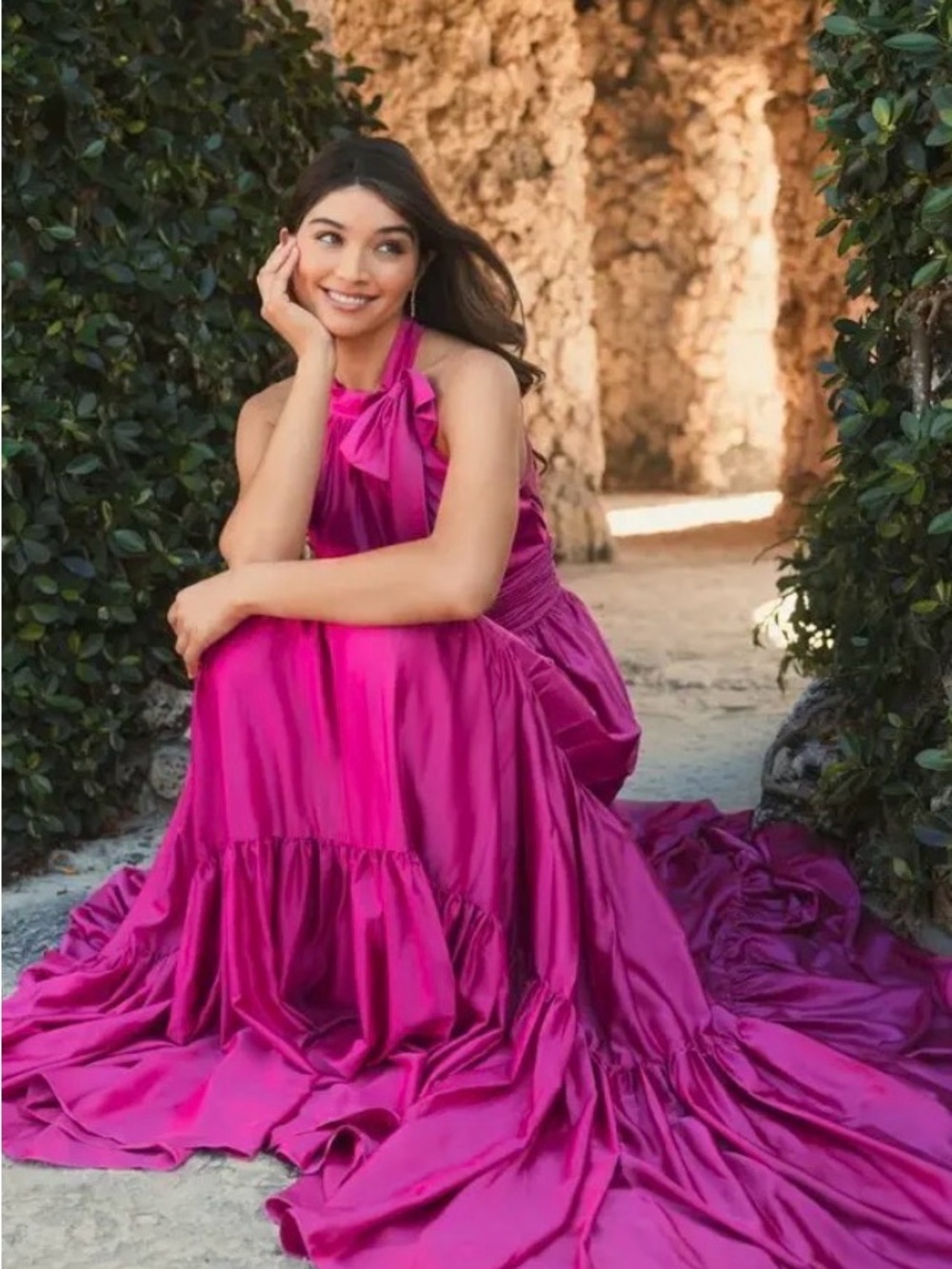 Elegant Fuchsia Halter Maxi Dress - Women - Picture 14 of 14